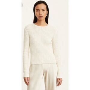 Vince white ribbed knit sweater Size small Minimal Chunky Old Money Quiet Luxury